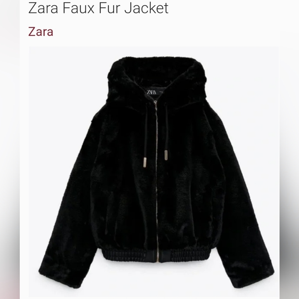 Zara Faux Fur Bomber Hoodie Jacket Size M